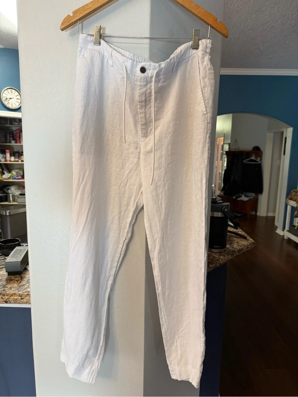 Zara White Linen Drawstring Pants